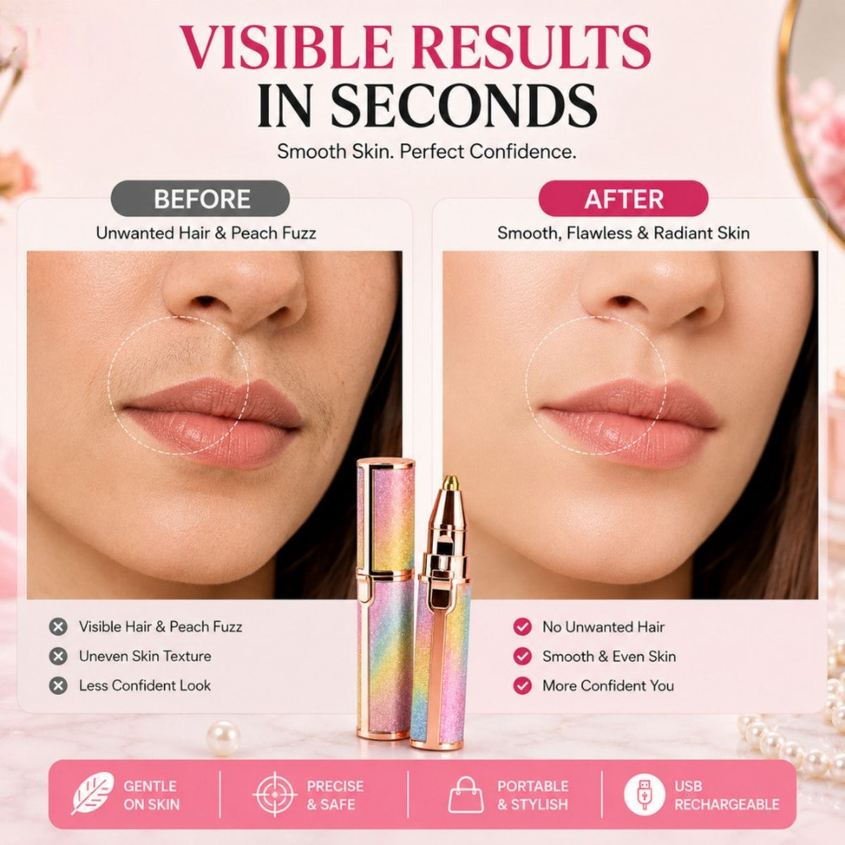2 in 1 Rechargeable Eyebrow Trimmer – Facial Hair Remover